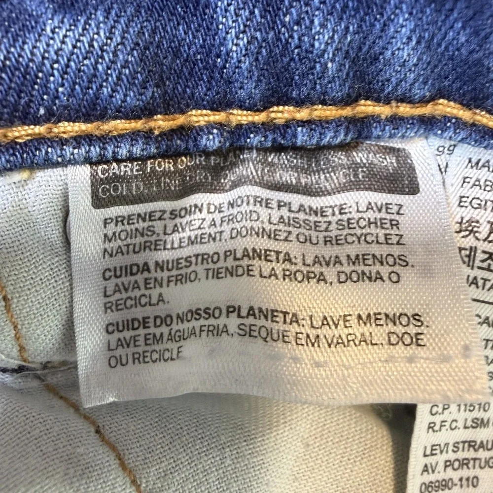 Levi's 511 Jeans Mens 38x34 Blue Denim Whiskered Stretch Distressed Straight Leg